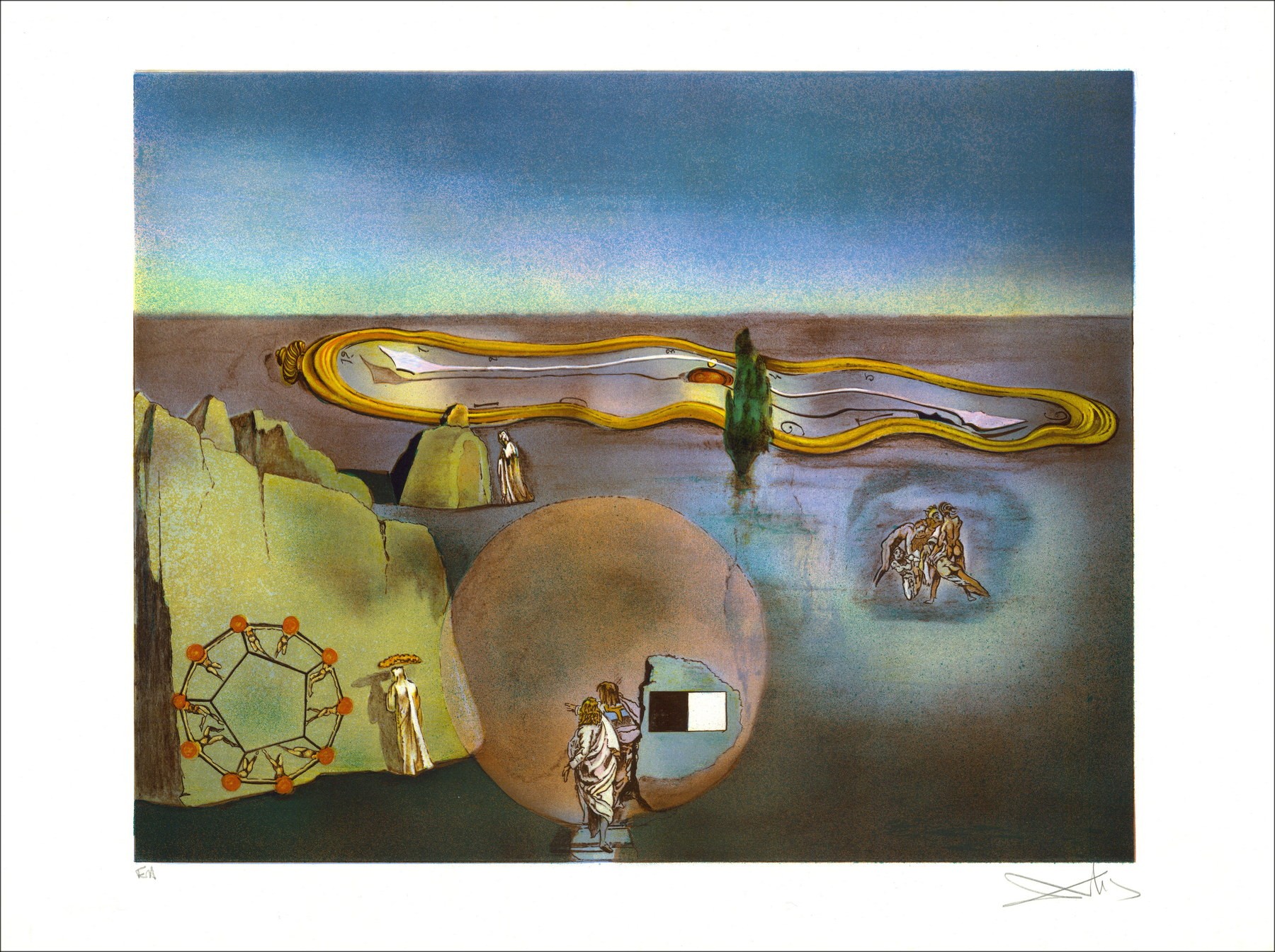 Salvador Dali (dopo) - Litografia "Alla ricerca della 4a dimensione" 56x76cm