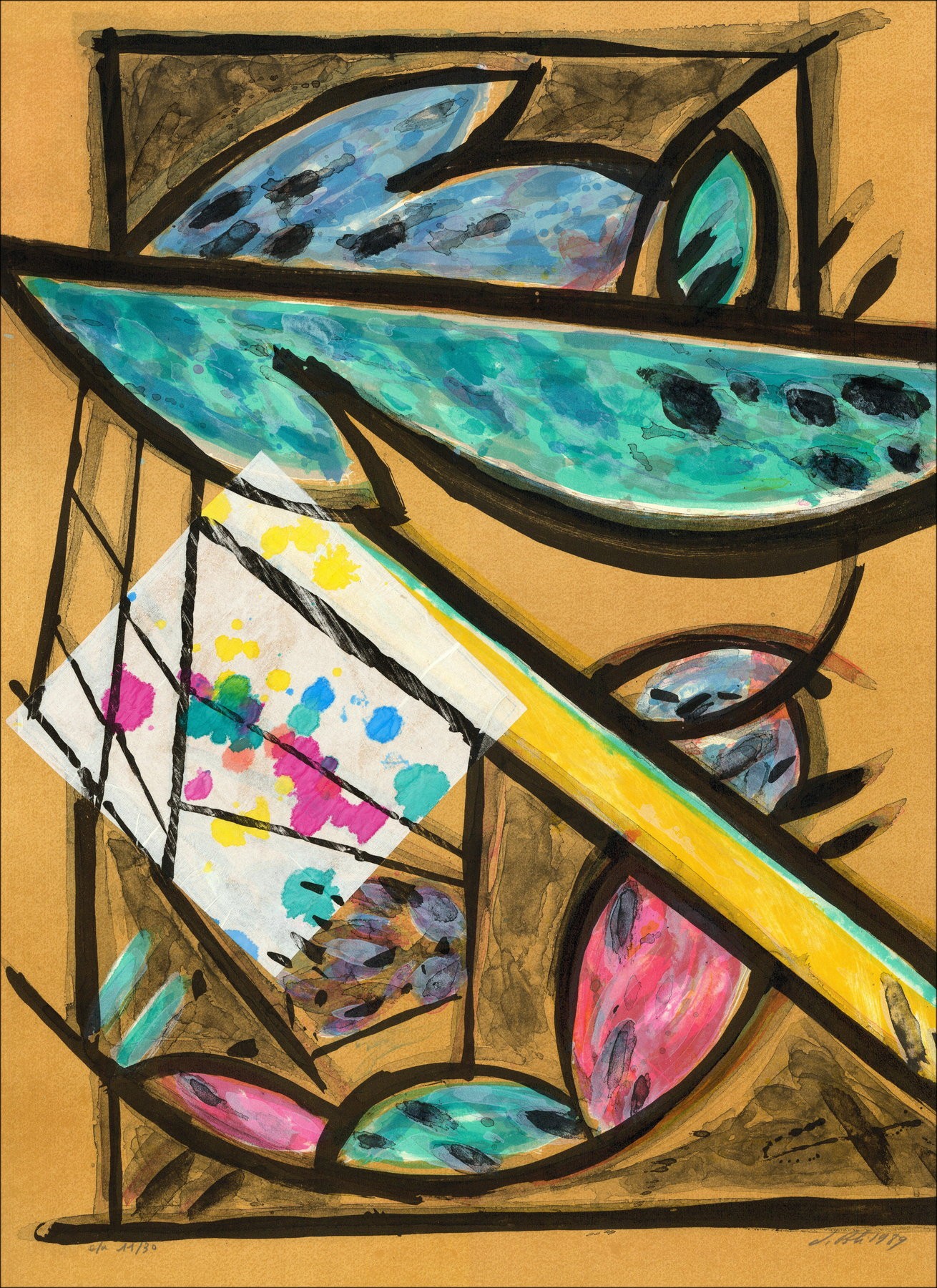 Jacques Poli "Les Perruches" - 1989 - Litografía original mejorada