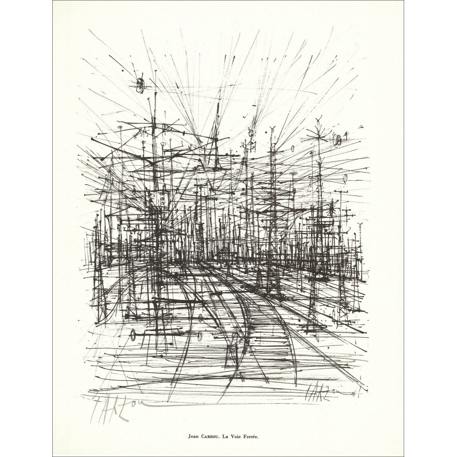 Purchase Lithograph by Jean Carzou signed in pencil "The Railway" 27x21cm - 1961