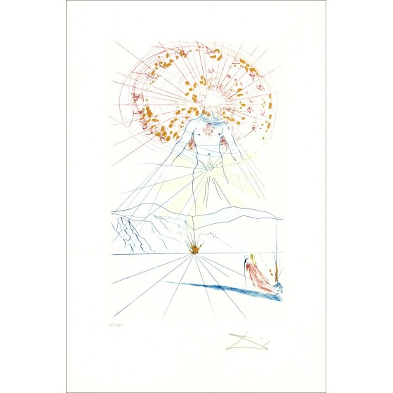 Gravur von Salvador Dali, verheiratet, Jumping über die Berge