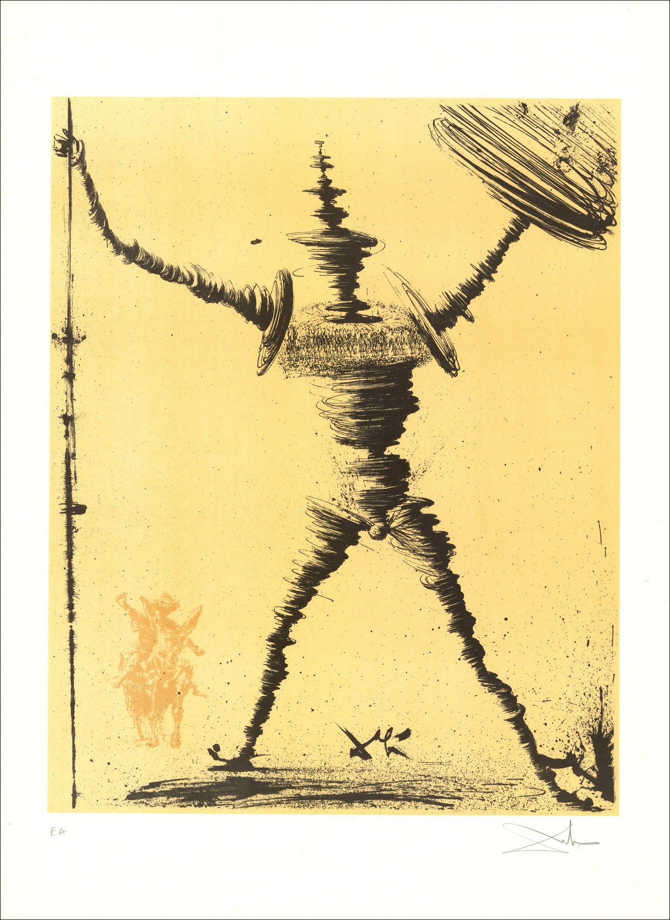 Salvador Dali (dopo) - Litografia "Don Chisciotte" 76x56cm