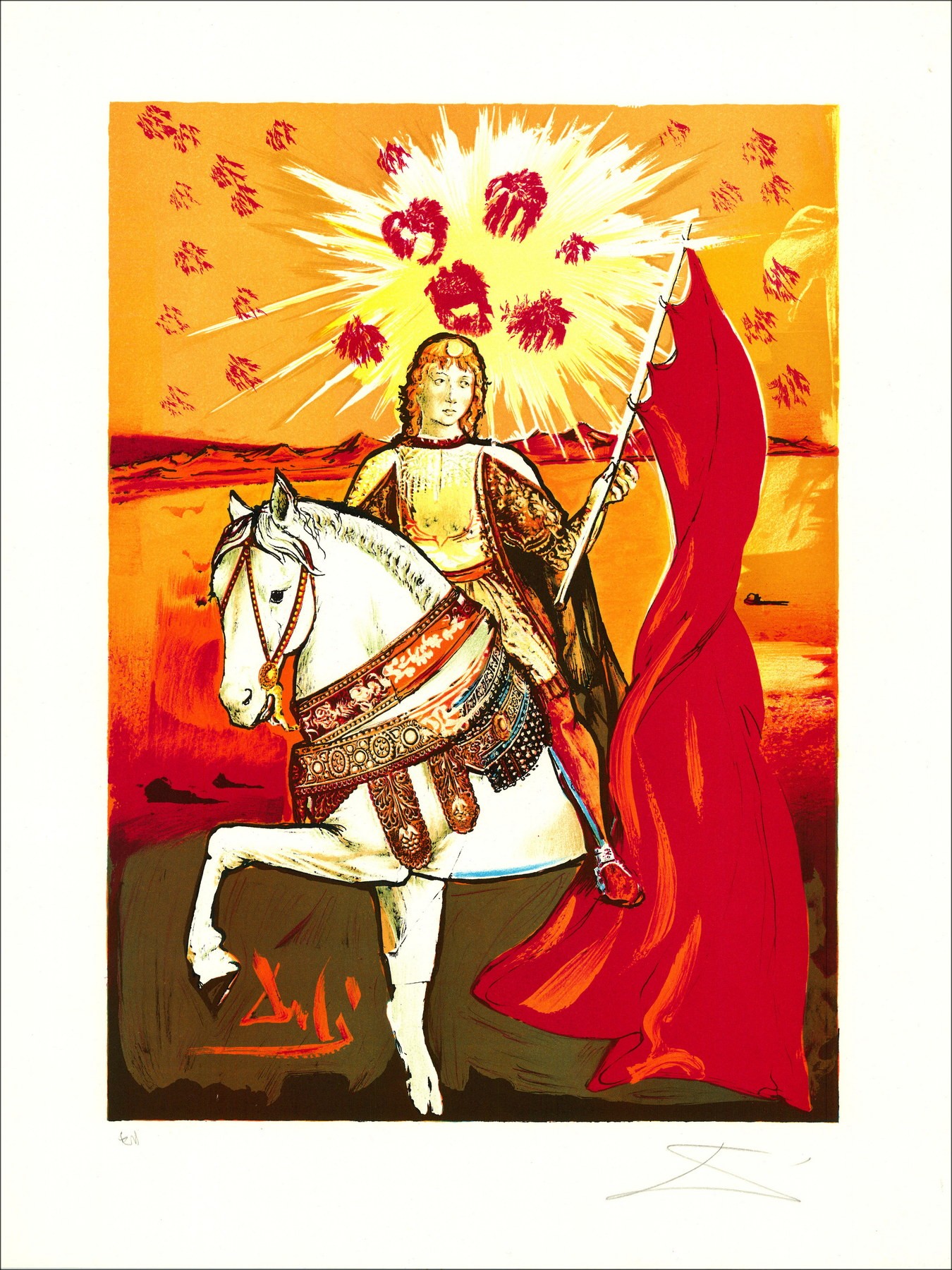 Salvador Dali (nach) - Lithographie "The Gold Ritter" 59x45cm