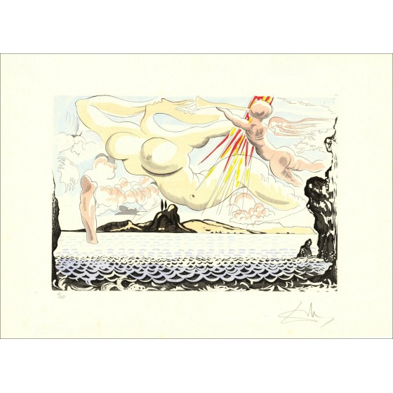 Salvador Dali - Vrouw en engel op het strand van Cadaqués | Gravure