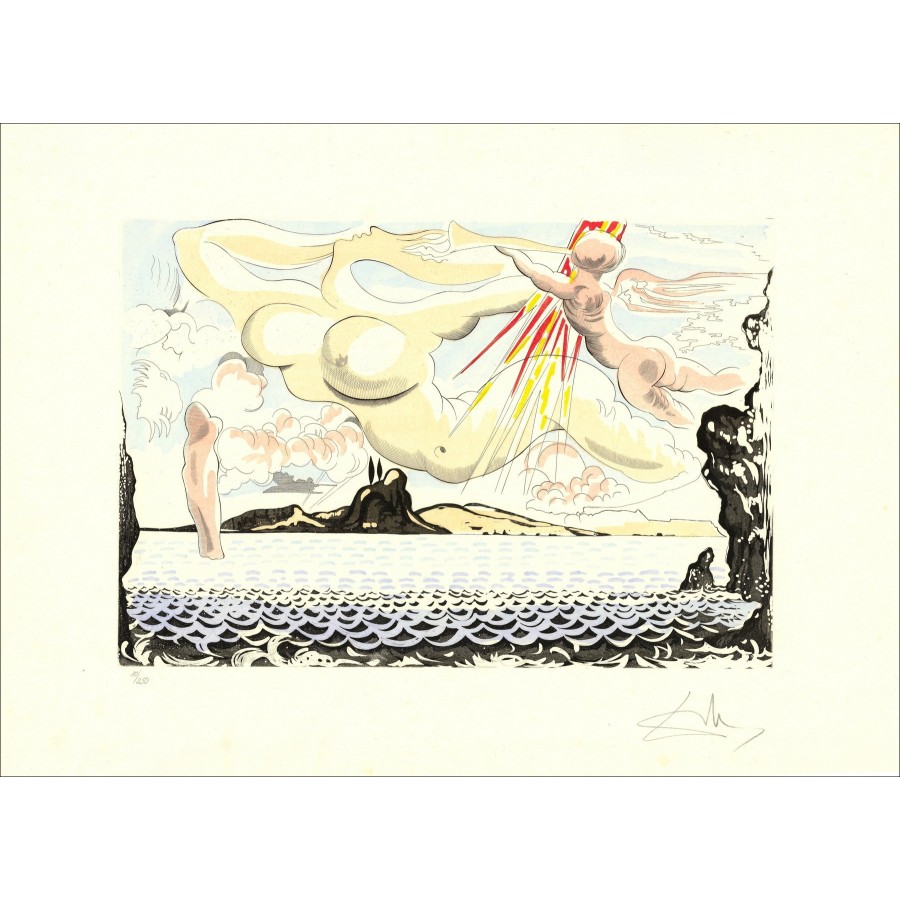 Salvador Dali - Mujer y Ángel en la playa Cadaqués