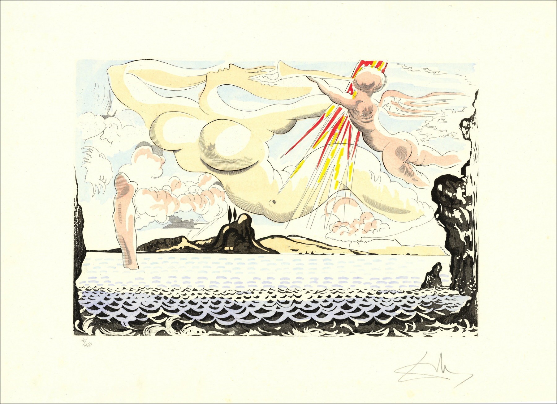 Salvador Dali - Mujer y Ángel en la playa Cadaqués