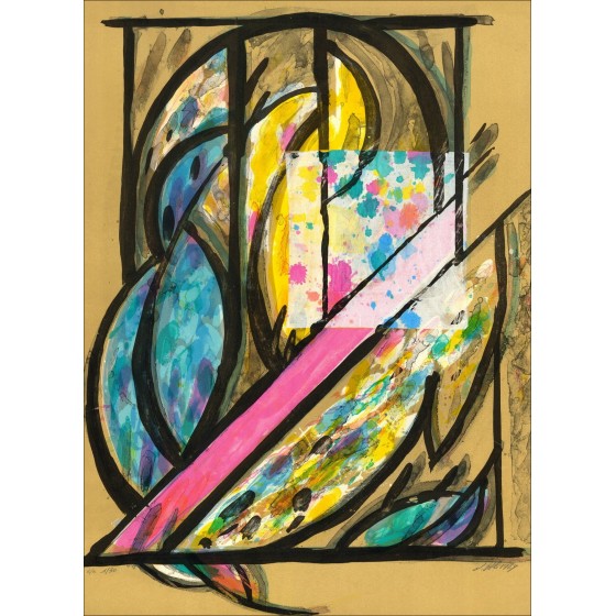 Litografía "Les Perruches" de Jacques Poli - 1989, Trabajo único