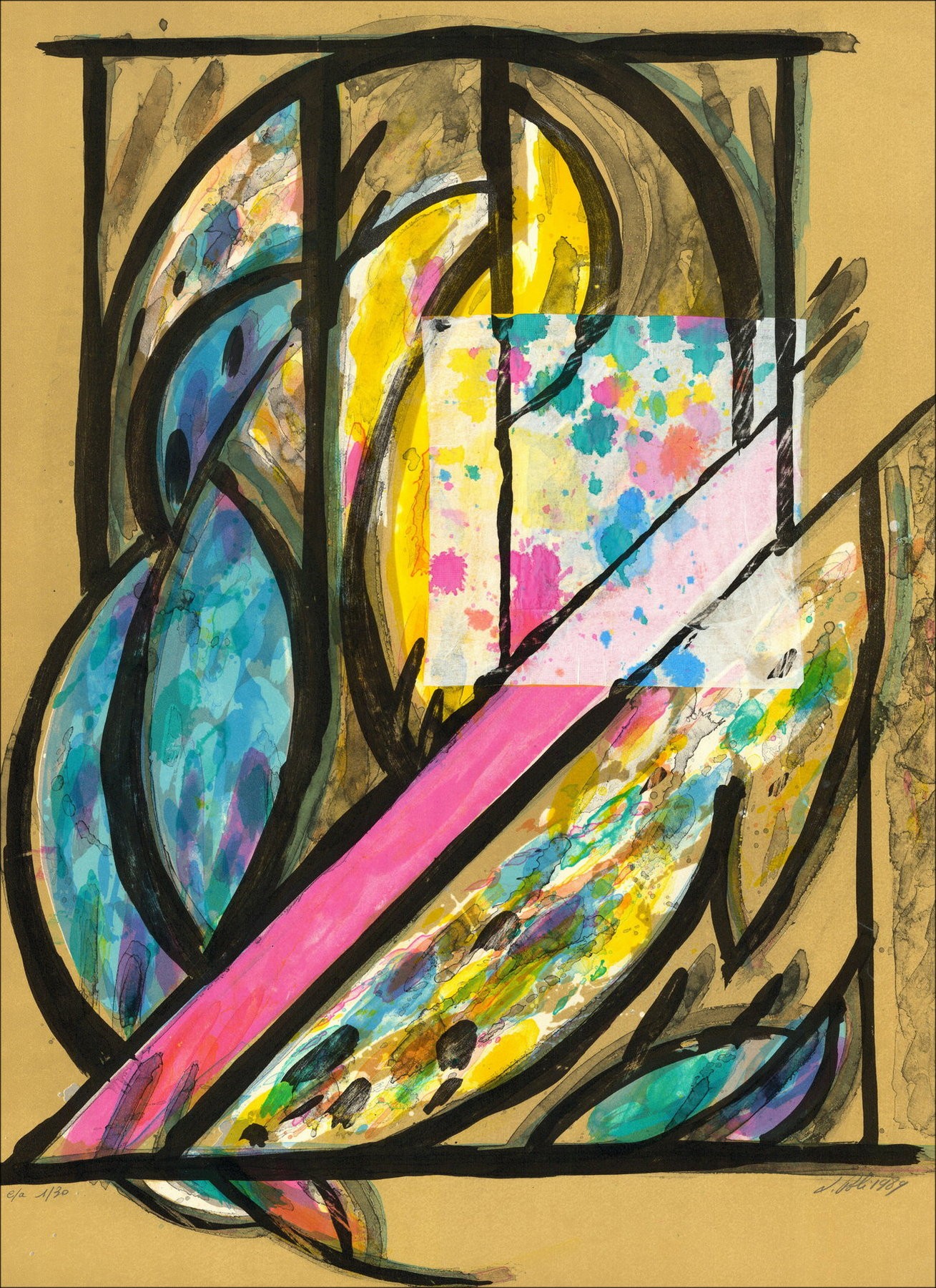 Lithographie "Die Sittiche" von Jacques Poli - 1989, einzigartige Arbeit