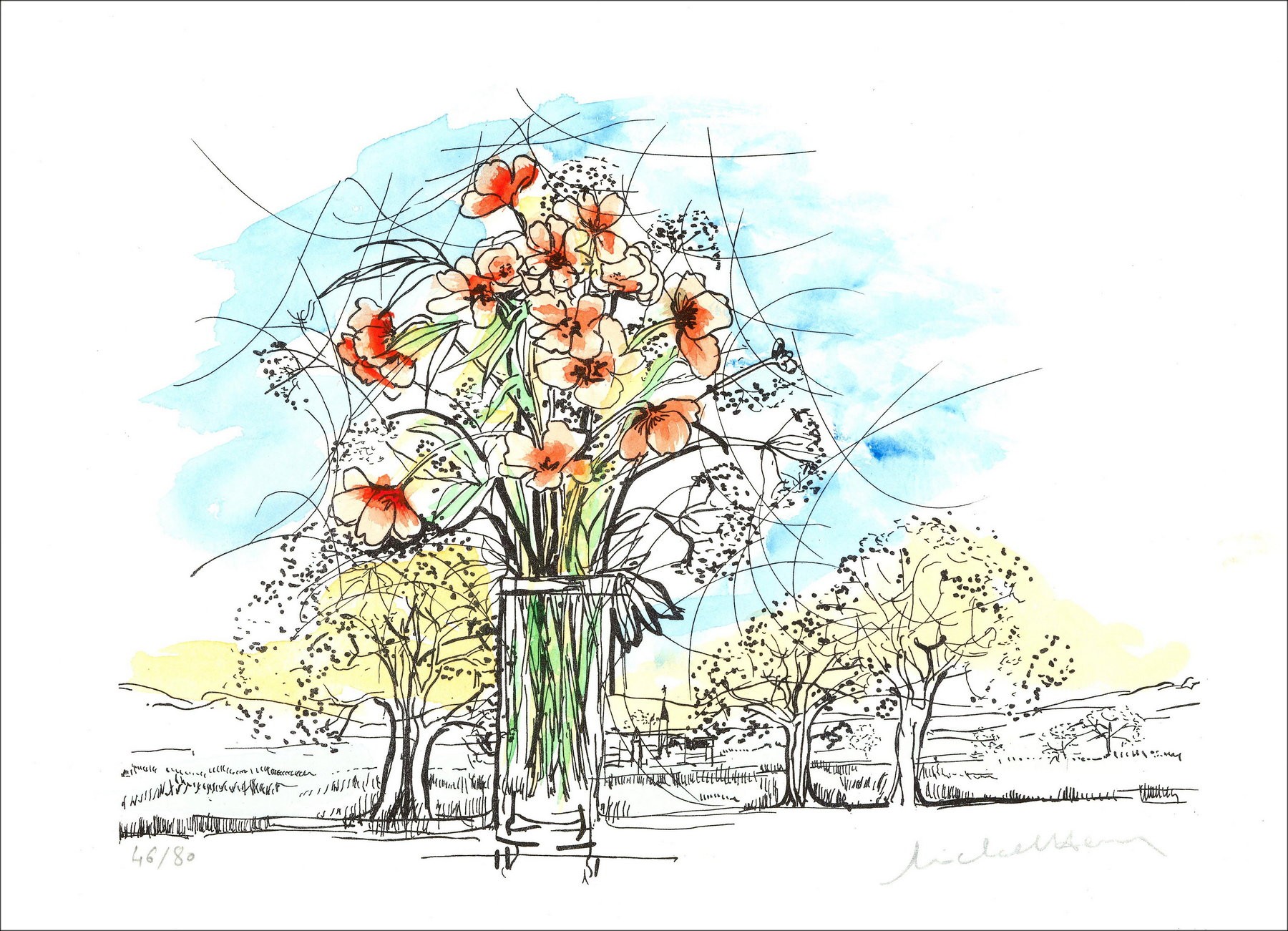 Michel-Henry - Boeket bloemen in het dorp | Galerie125