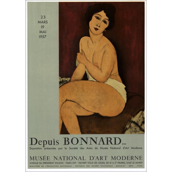 Amedeo MODIGLIANI - Litografía "Exposición musée national d'art moderne, Paris" 75x53cm - 1957