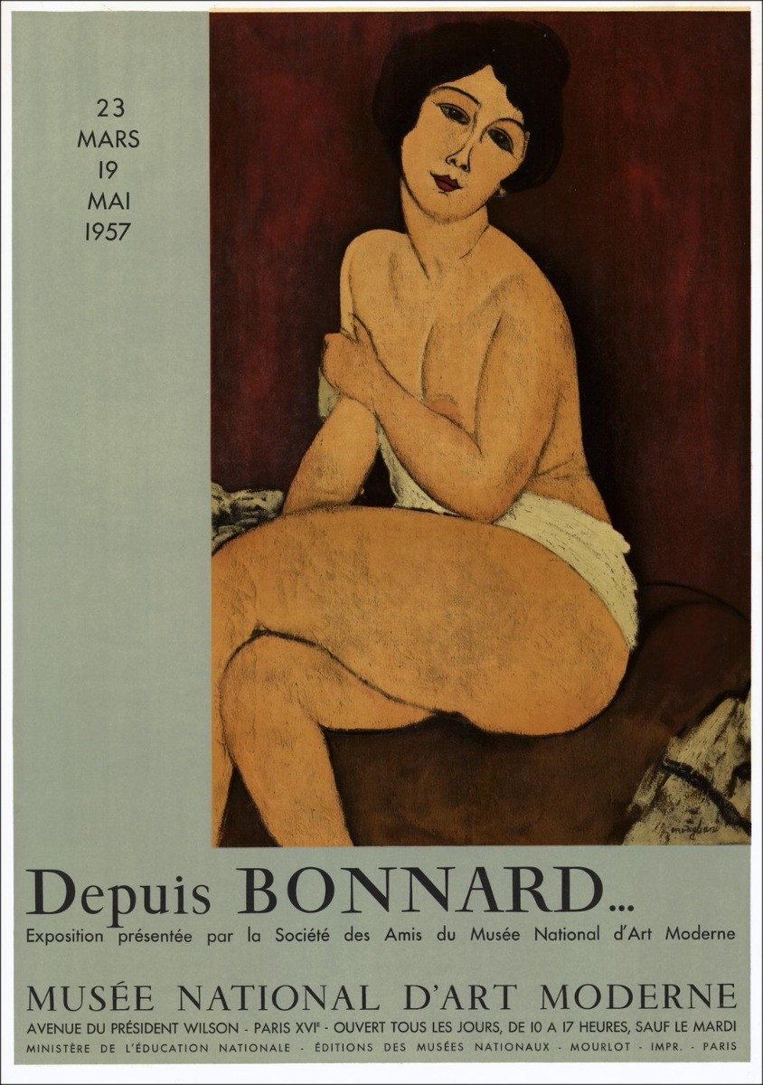 Amedeo MODIGLIANI - Litografia "Mostra al museo nazionale d'arte moderna, Parigi" 75x53cm - 1957