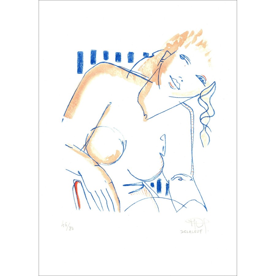 Martine Delaleuf - Mujer, mejorada litografía