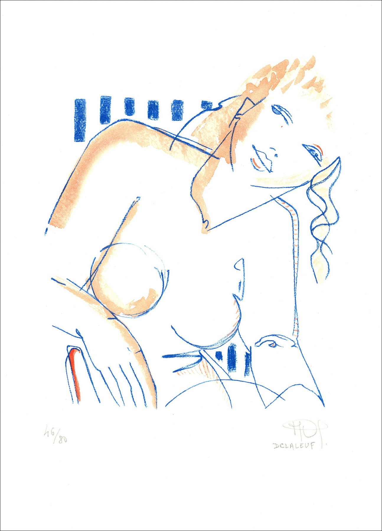 Martine Delaleuf - Mujer, mejorada litografía
