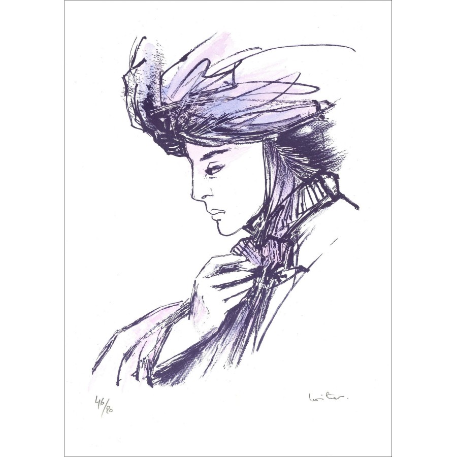 Hervé Loilier - Portrait, enhanced lithograph