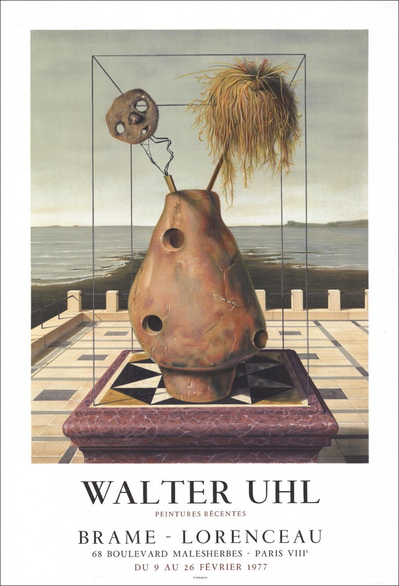Walter UHL - Litografía "Galería de exposiciones Brame Laurenceau, París" 77x53cm - 1977