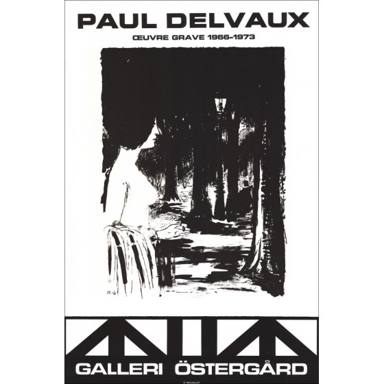 Paul Delvaux - Litografía "Exposición Galleri Östergard, Suecia" 63x42cm - 1973