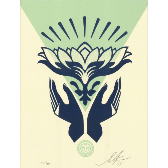 Shepard Fasery - Lotus Hand Teal, Letterdruk 2023 | Galerie125
