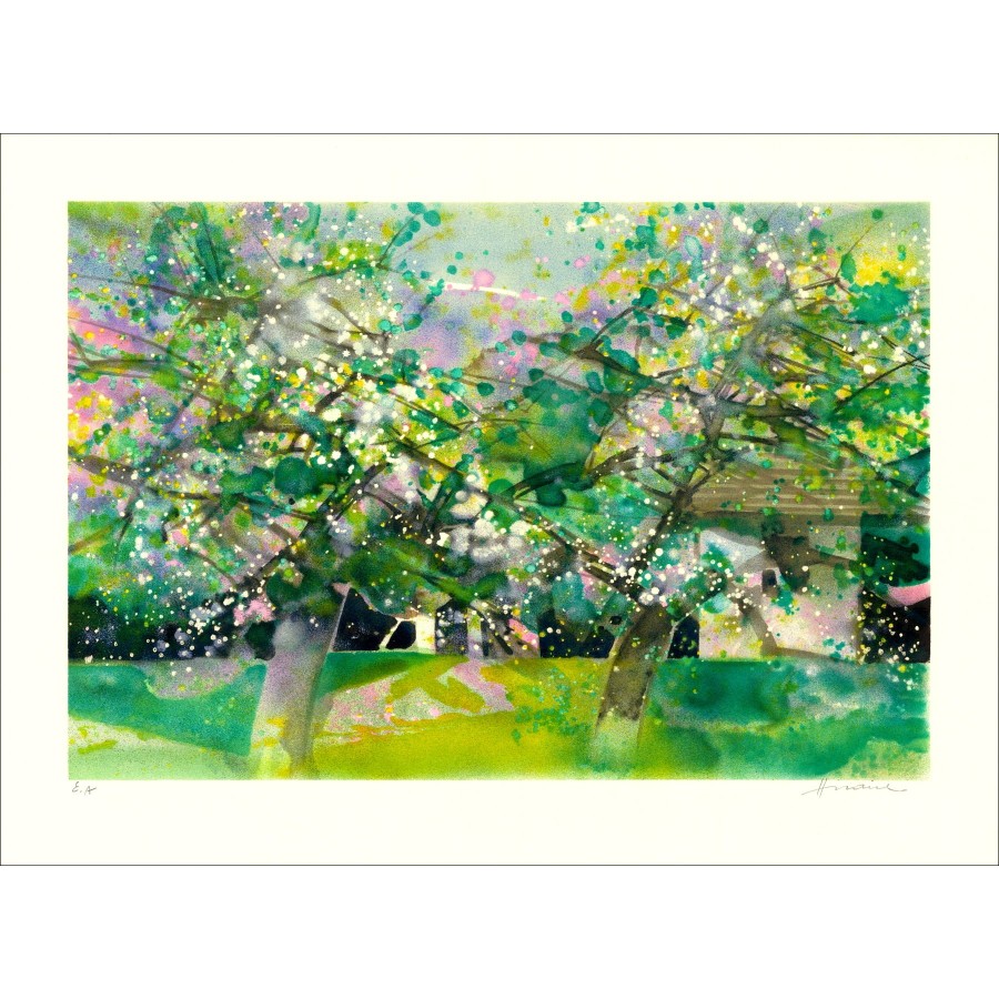 Camille Hilaire - Litografía original "Huerto, himno en la primavera" 56x76cm