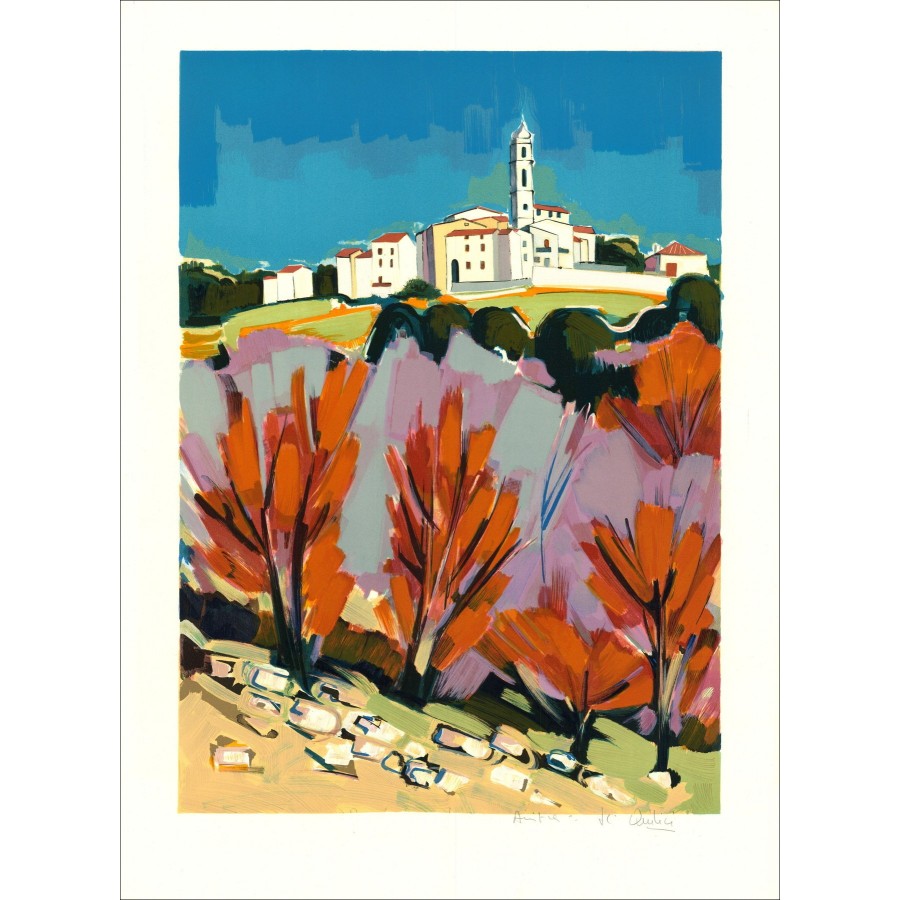 Jean-Claude QUILICI - Lithographie originale "Paysage de Provence" 76x56cm