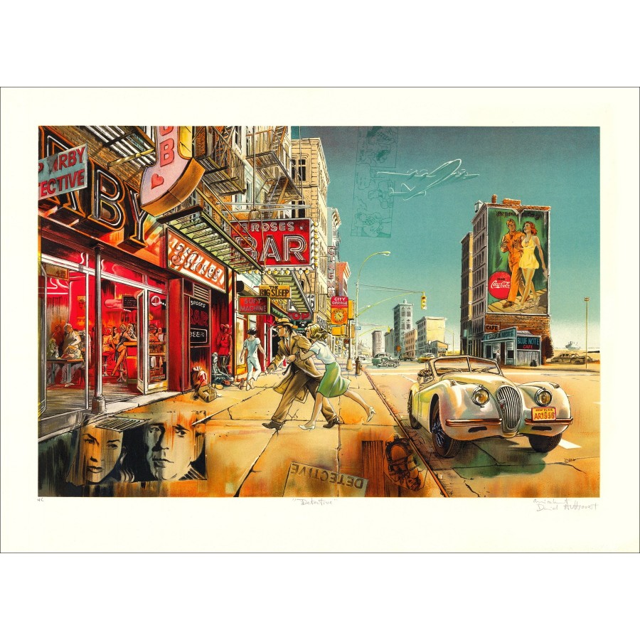 Daniel AutouarArt - Litografia originale "Detective" 63x86cm - 1988