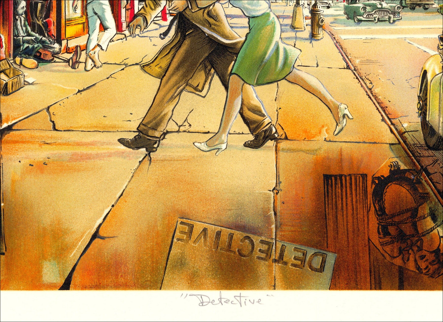 Daniel Authouart - Originele Litho "Detective" 63x86cm - 1988