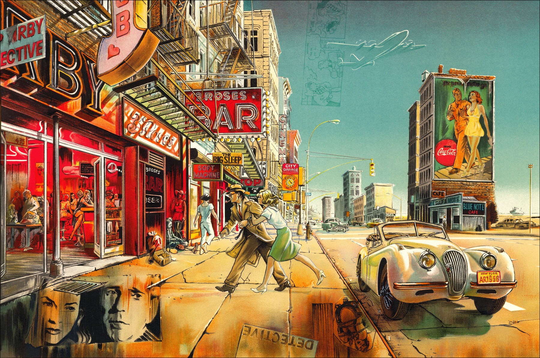 Daniel AUTHOUART - Litografía original "Dectiva" 63x86cm - 1988
