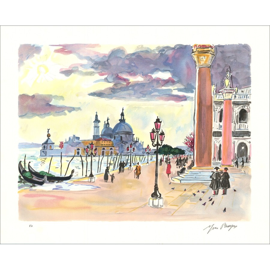 Yves Brayer - Originele litho "Venetië, saluut" 45x56cm
