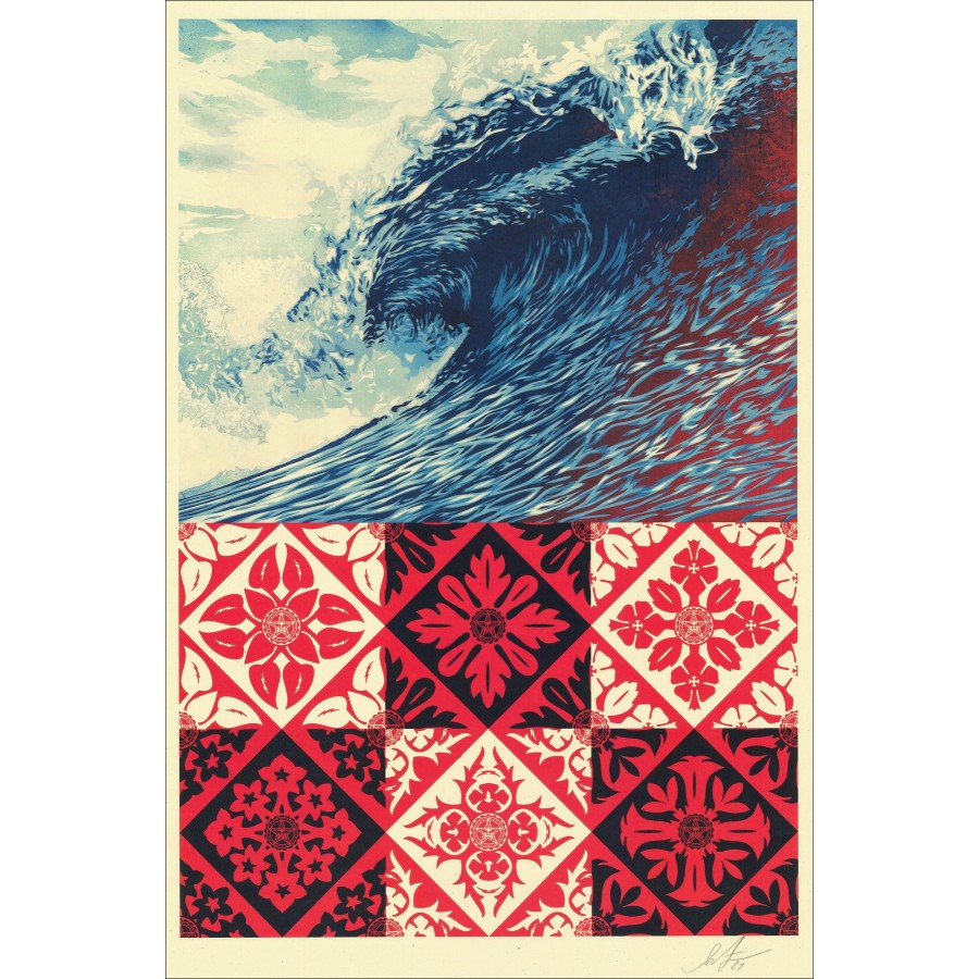Shepard Fairy (Obey) - 'Wave of Distress', ondertekende zeefdruk