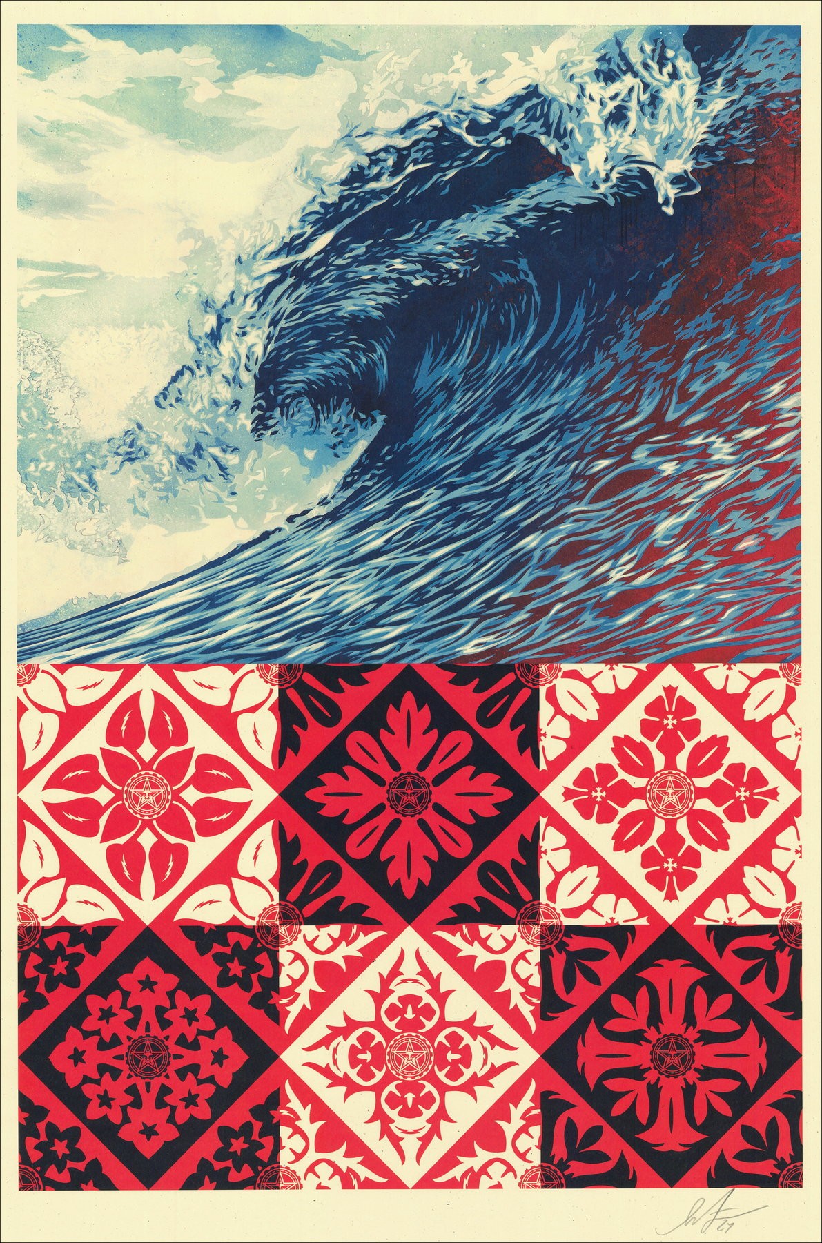Shepard Fairy (obbedire) - 'onda di angoscia', firmata screenprint