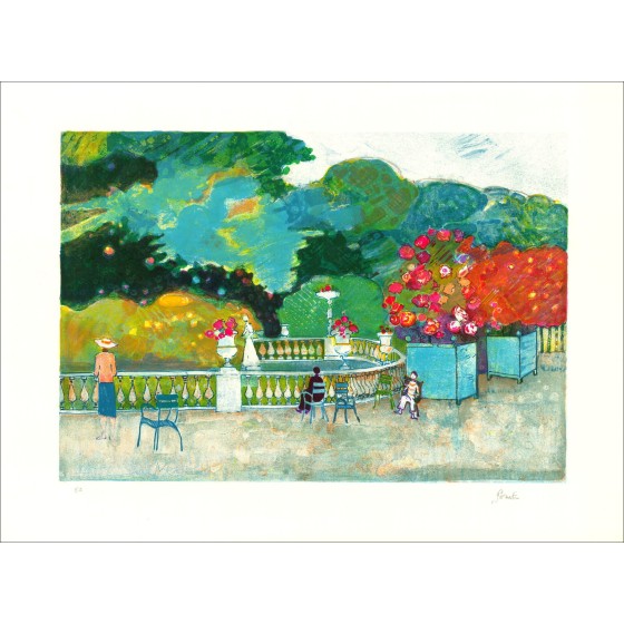 Gilles Gorriti - Paseo en parque, litografía original