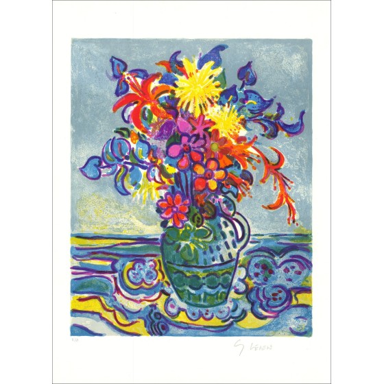 VIEILLEVIE Gérard - Litografia originale "Bouquet Fouled" 76x56cm
