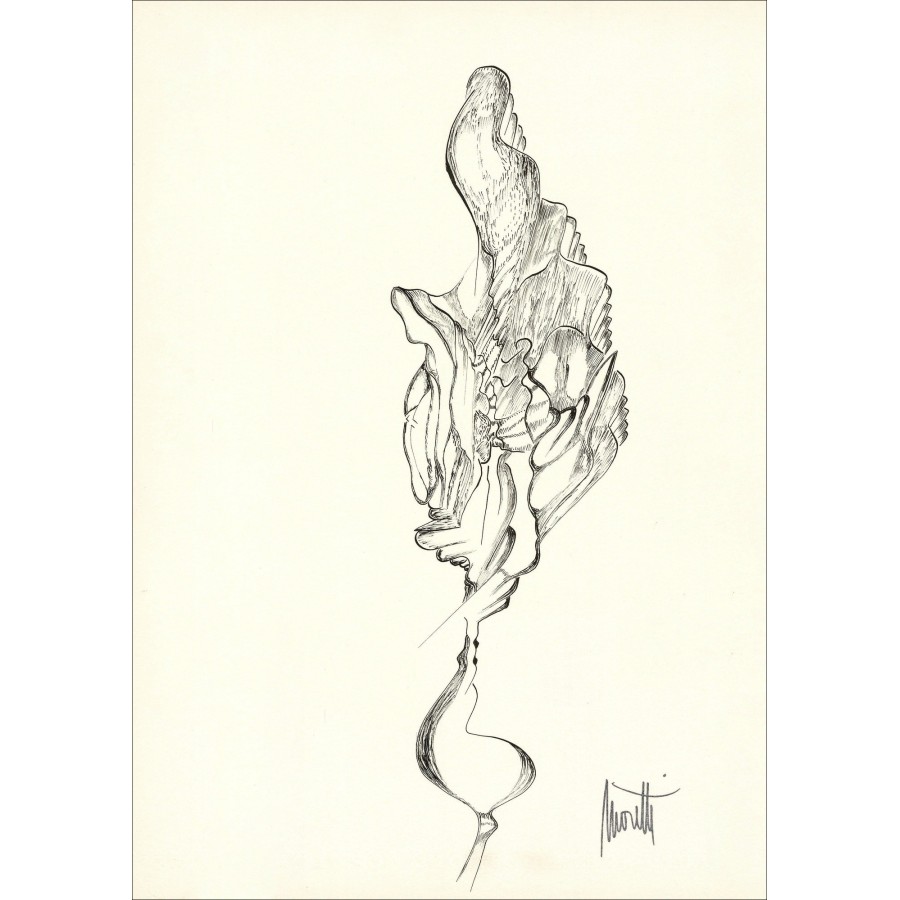Raymond Moretti - Disegno originale in Inchiostro "Composizione PT01" 42x30cm