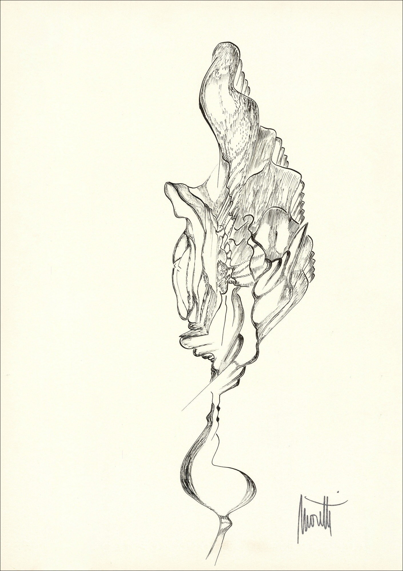 Raymond Moretti - Disegno originale in Inchiostro "Composizione PT01" 42x30cm
