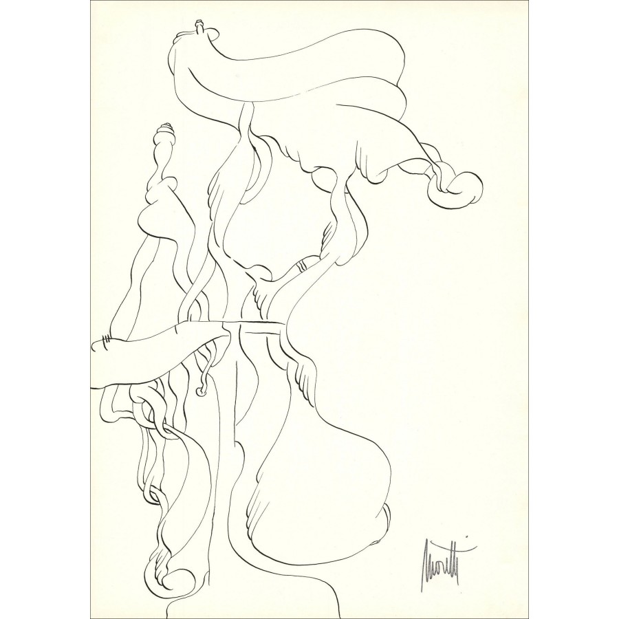 Raymond Moretti - Disegno originale in Inchiostro "Composizione PT02" 42x30cm