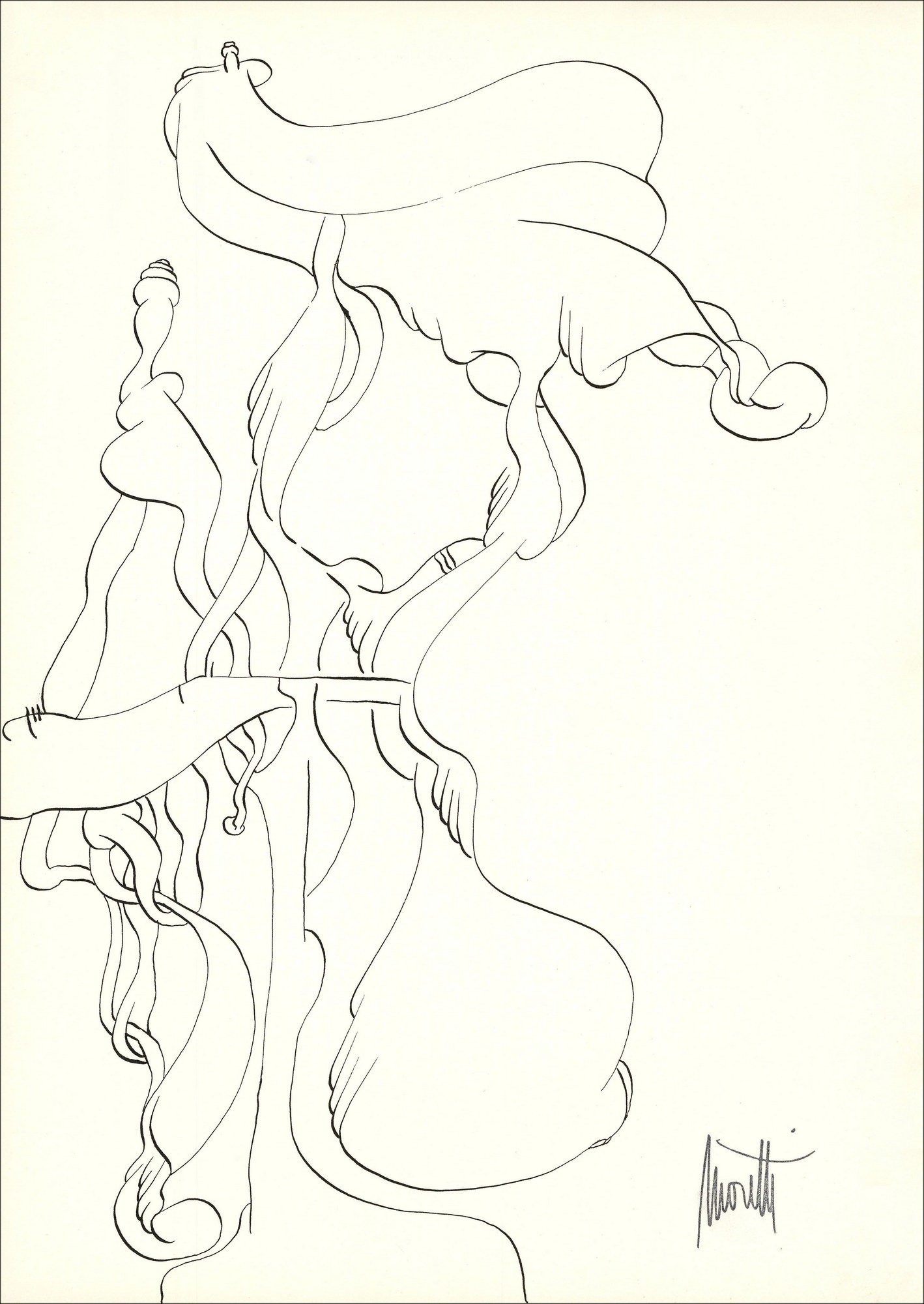 Raymond Moretti - Disegno originale in Inchiostro "Composizione PT02" 42x30cm