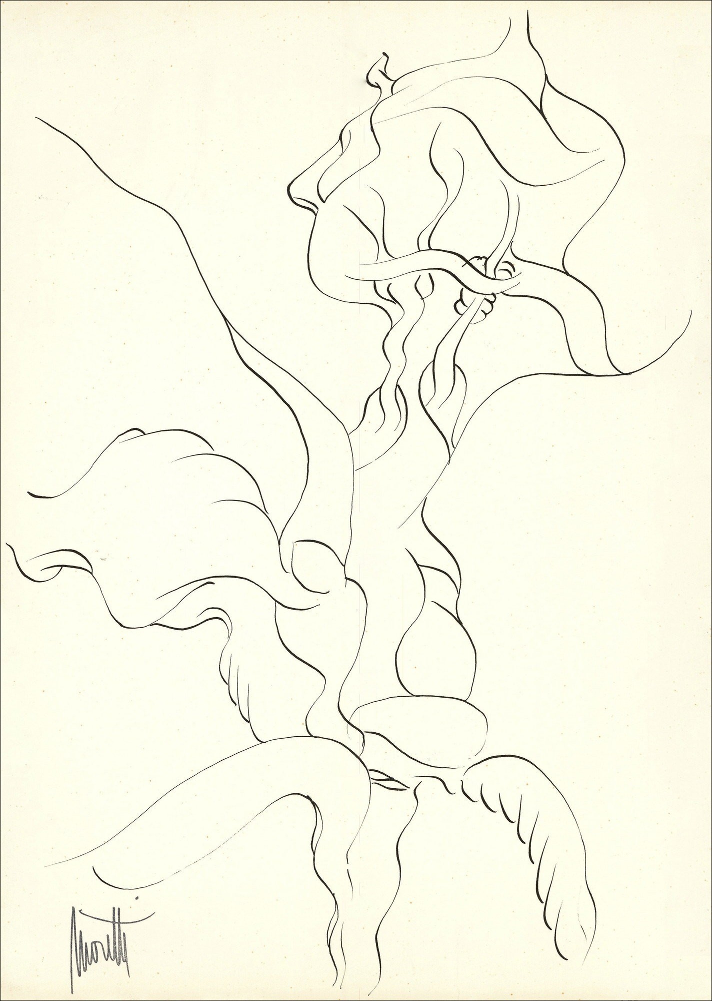 Raymond Moretti - Originele tekening in inkt "Samenstelling PT04" 42x30cm