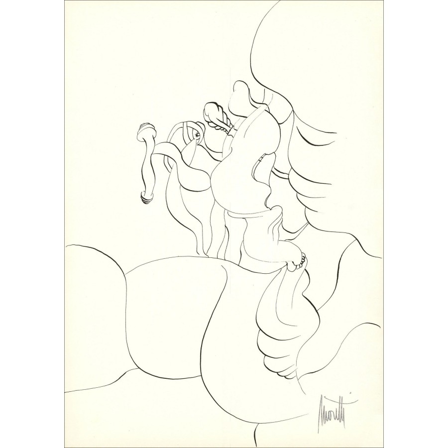 Raymond Moretti - Originele tekening in inkt "Samenstelling PT05" 42x30cm