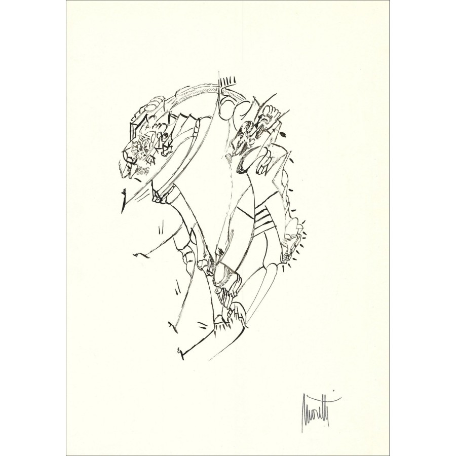 Raymond Moretti - Originalzeichnung in Tinte "Komposition PT06" 42x30cm