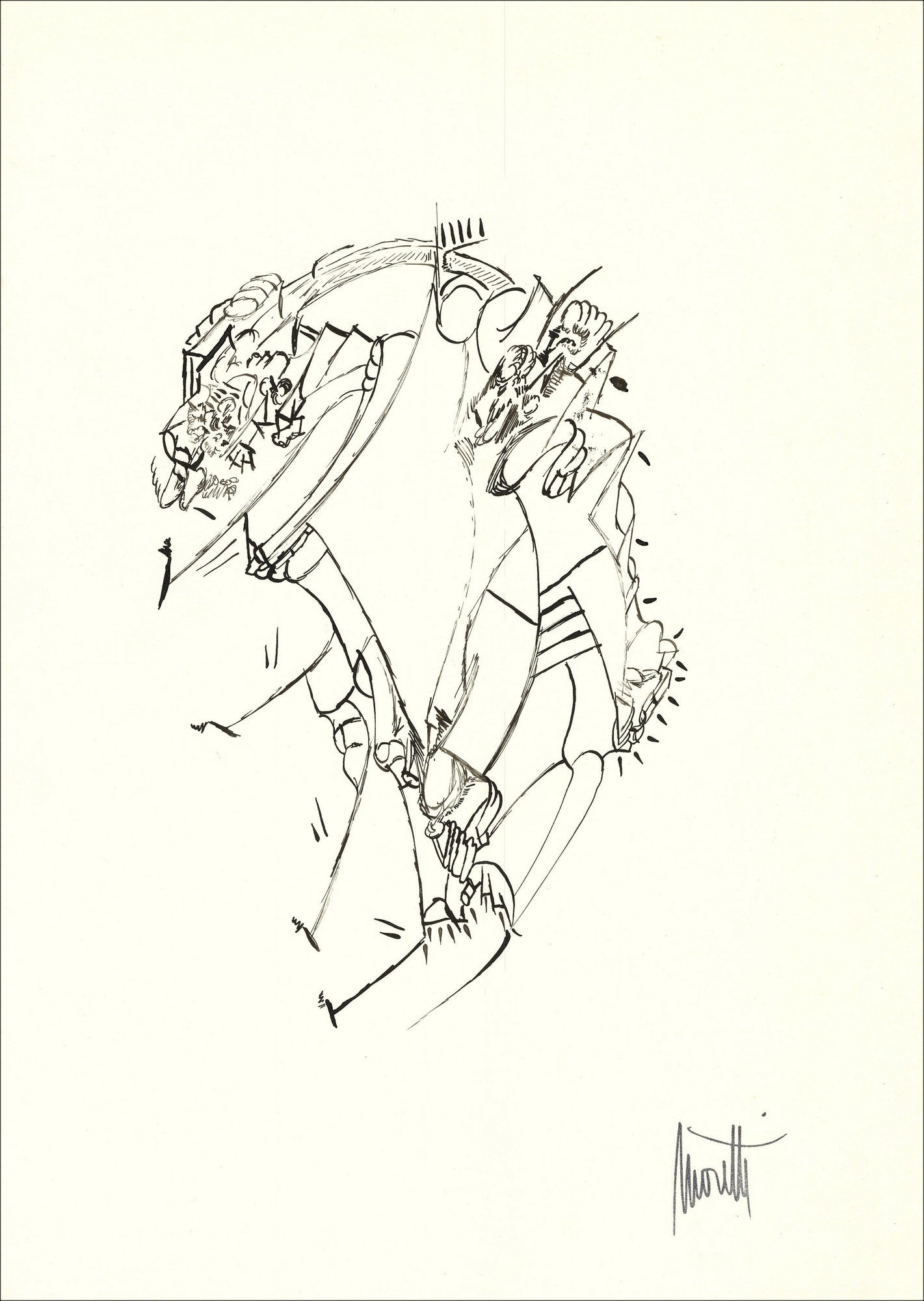 Raymond Moretti - Disegno originale in Inchiostro "Composizione PT06" 42x30cm