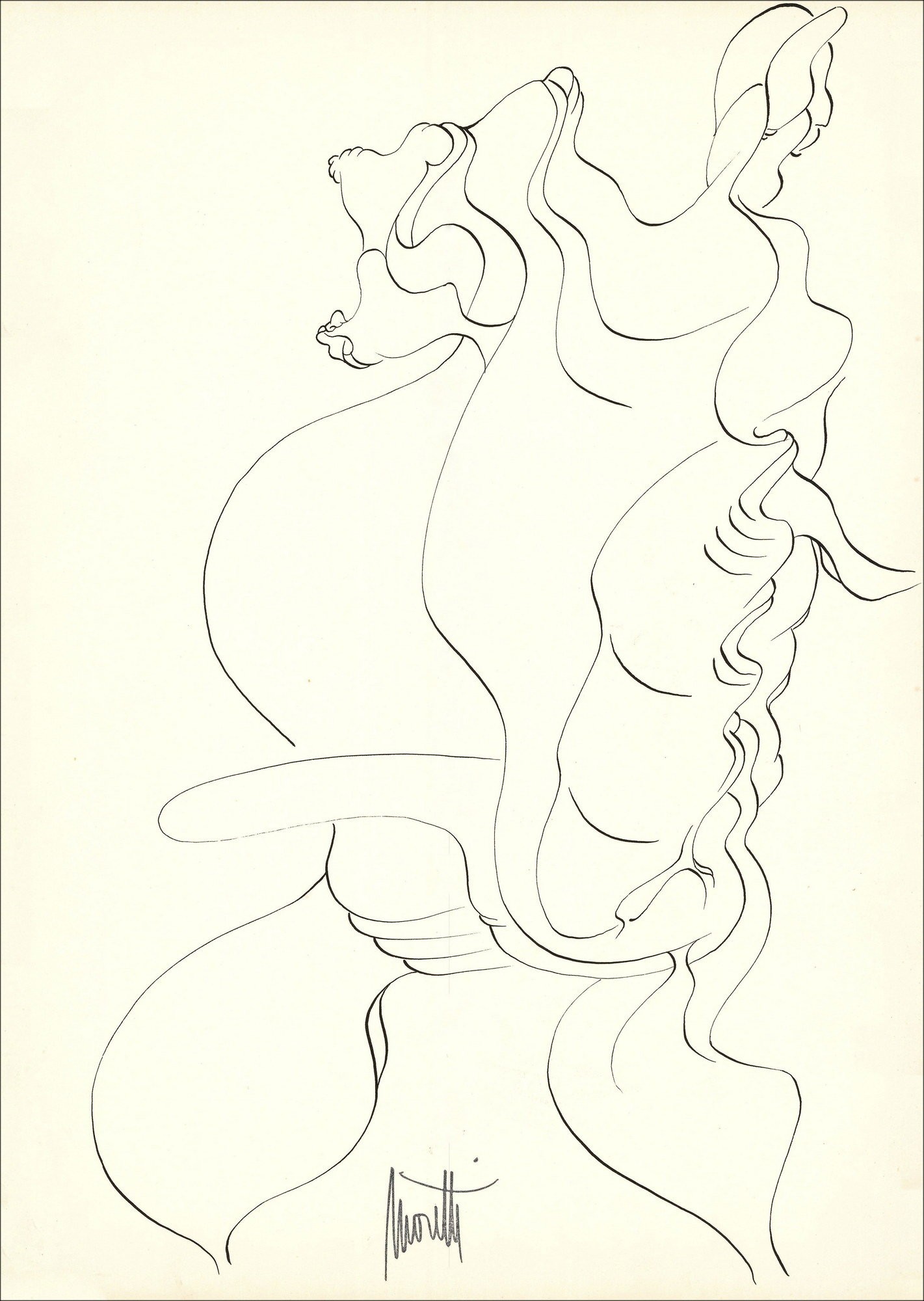 Raymond Moretti - Disegno originale in Inchiostro "Composizione PT07" 42x30cm