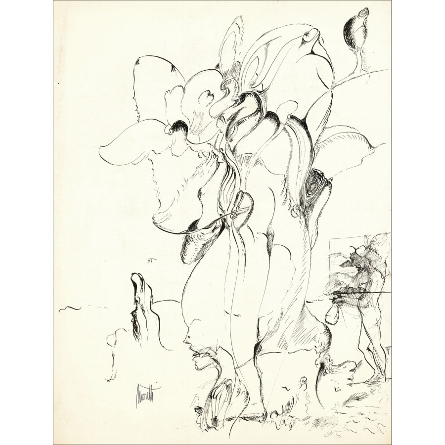 Raymond Moretti - Disegno originale in Inchiostro "Composizione GD05" 65x50cm