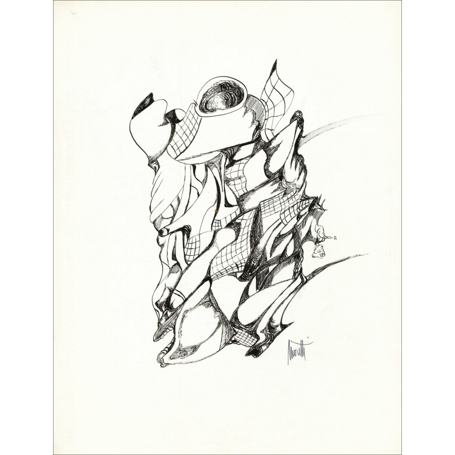 Raymond Moretti - Disegno originale in Inchiostro "Composizione GD06" 65x50cm