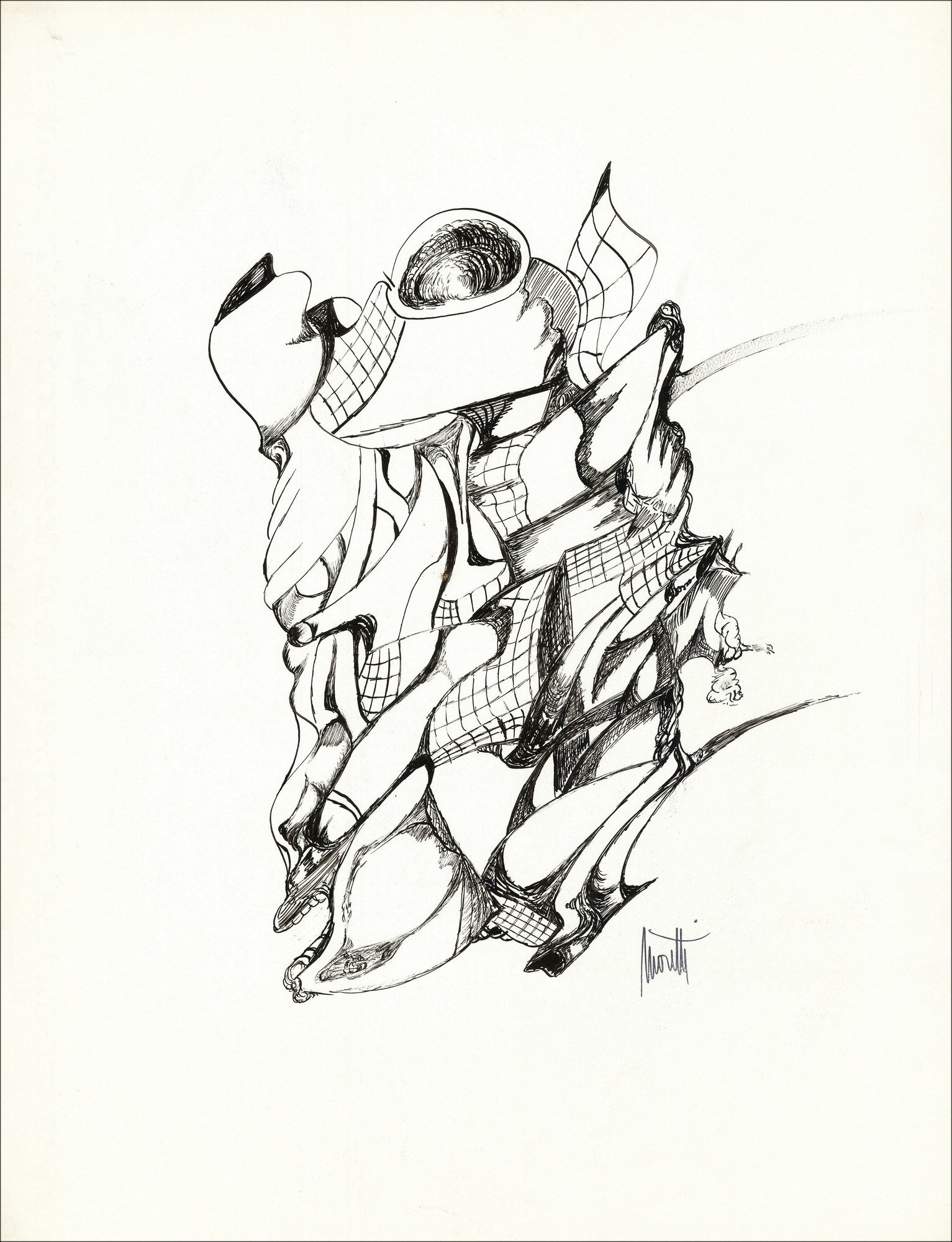Raymond MORETTI - Original drawing in ink "Composition GD06" 65x50cm