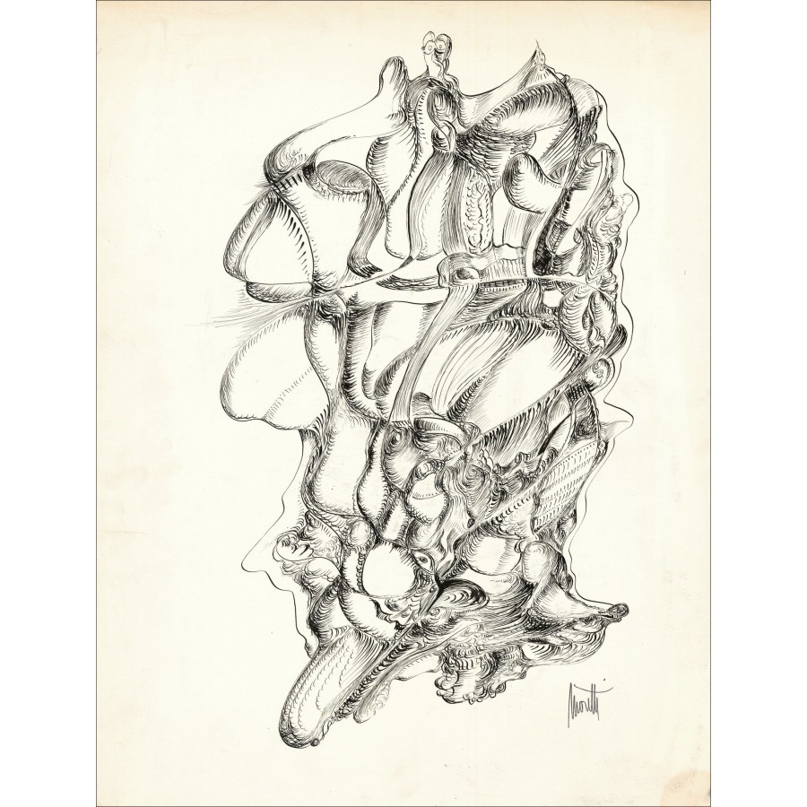 Raymond MORETTI - Original drawing in ink "Composition GD08" 65x50cm