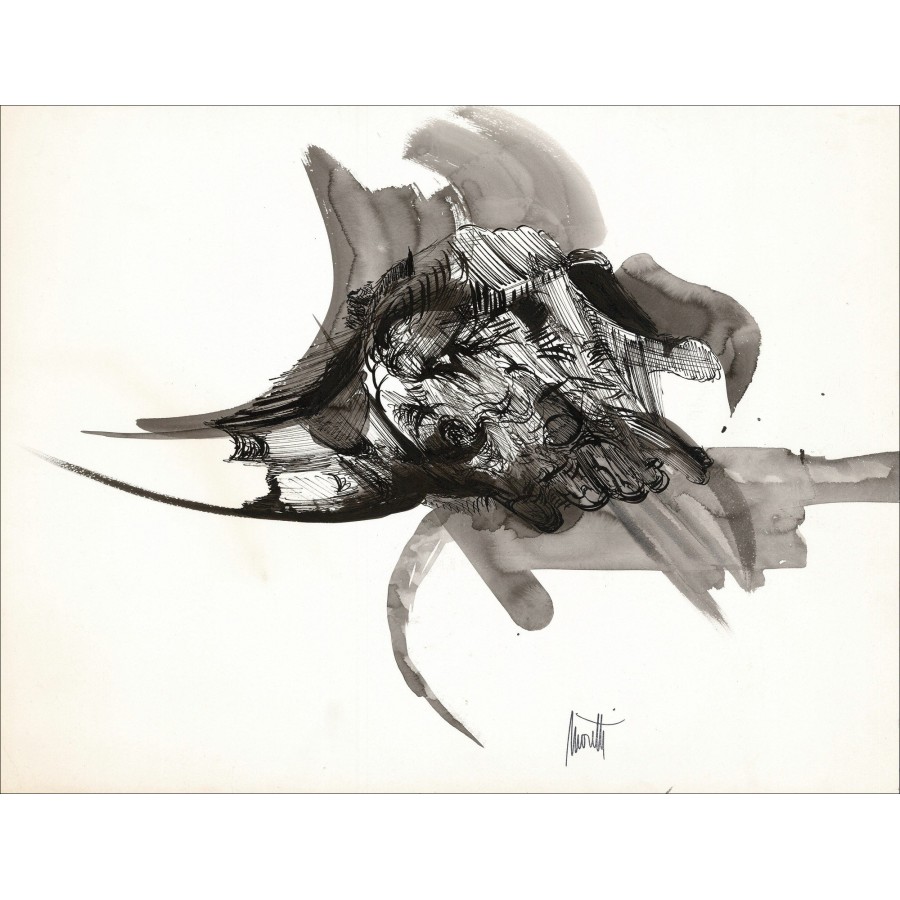 Raymond MORETTI - Dibujo original en tinta "Composición GD12" 45x58cm