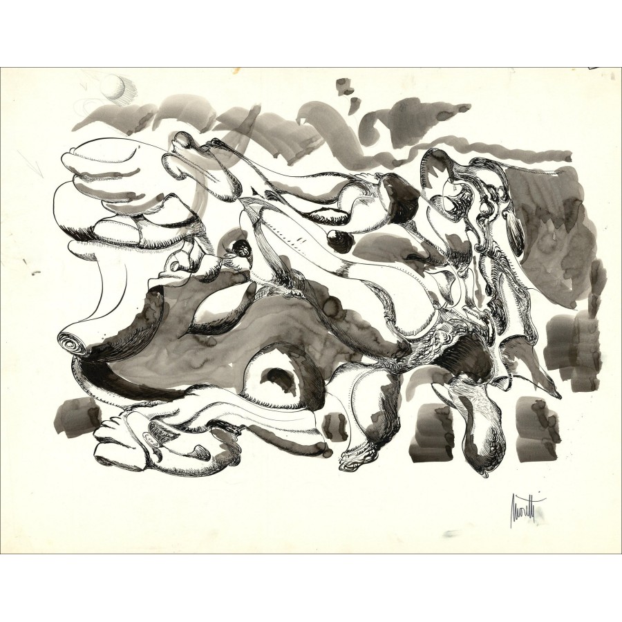 Raymond Moretti - Disegno originale in Inchiostro "Composizione GD13" 50x65cm