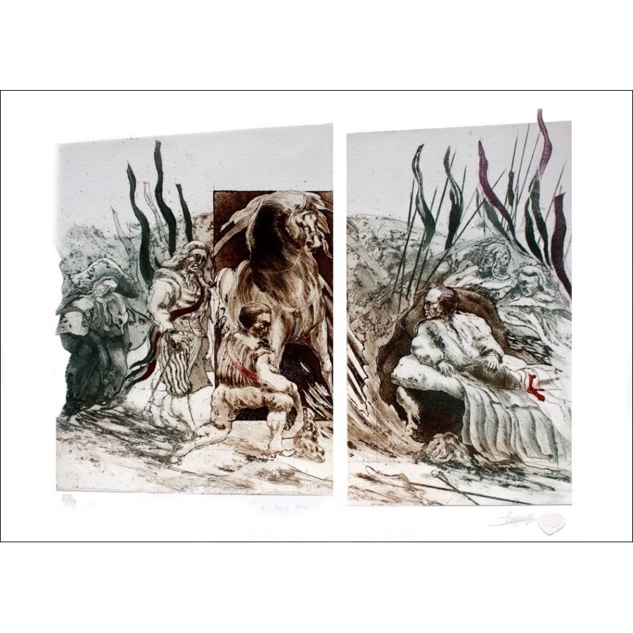 Jean DUPUIS - Lithographie Originale "Le Sang Versé"