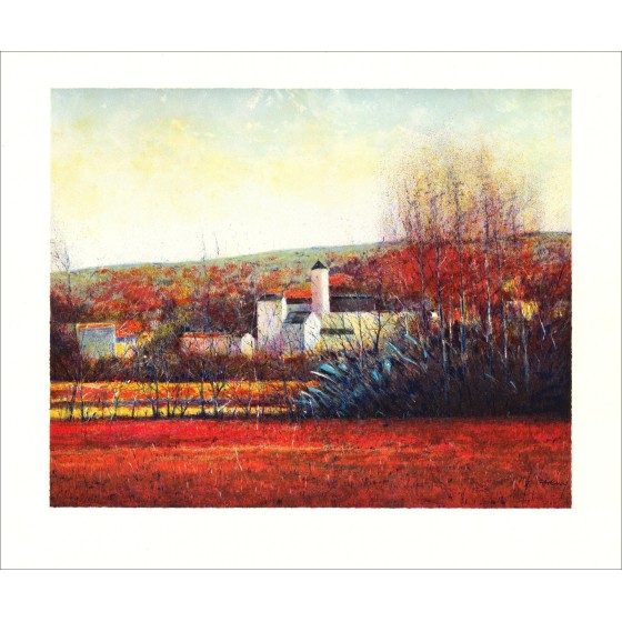 François D'IZARNY - Litografía original "Paisaje auténtico" 45x56cm - 1994