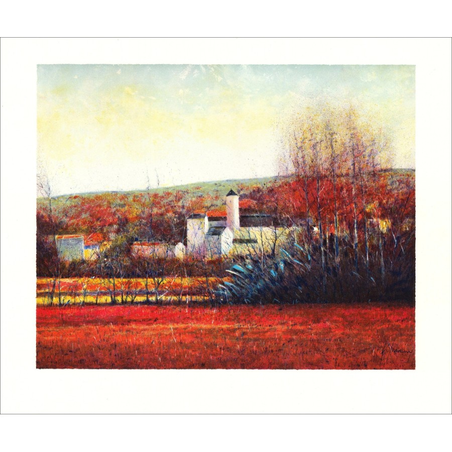 François D'izarny - Litografia originale "Autumn Landscape" 45x56cm - 1994