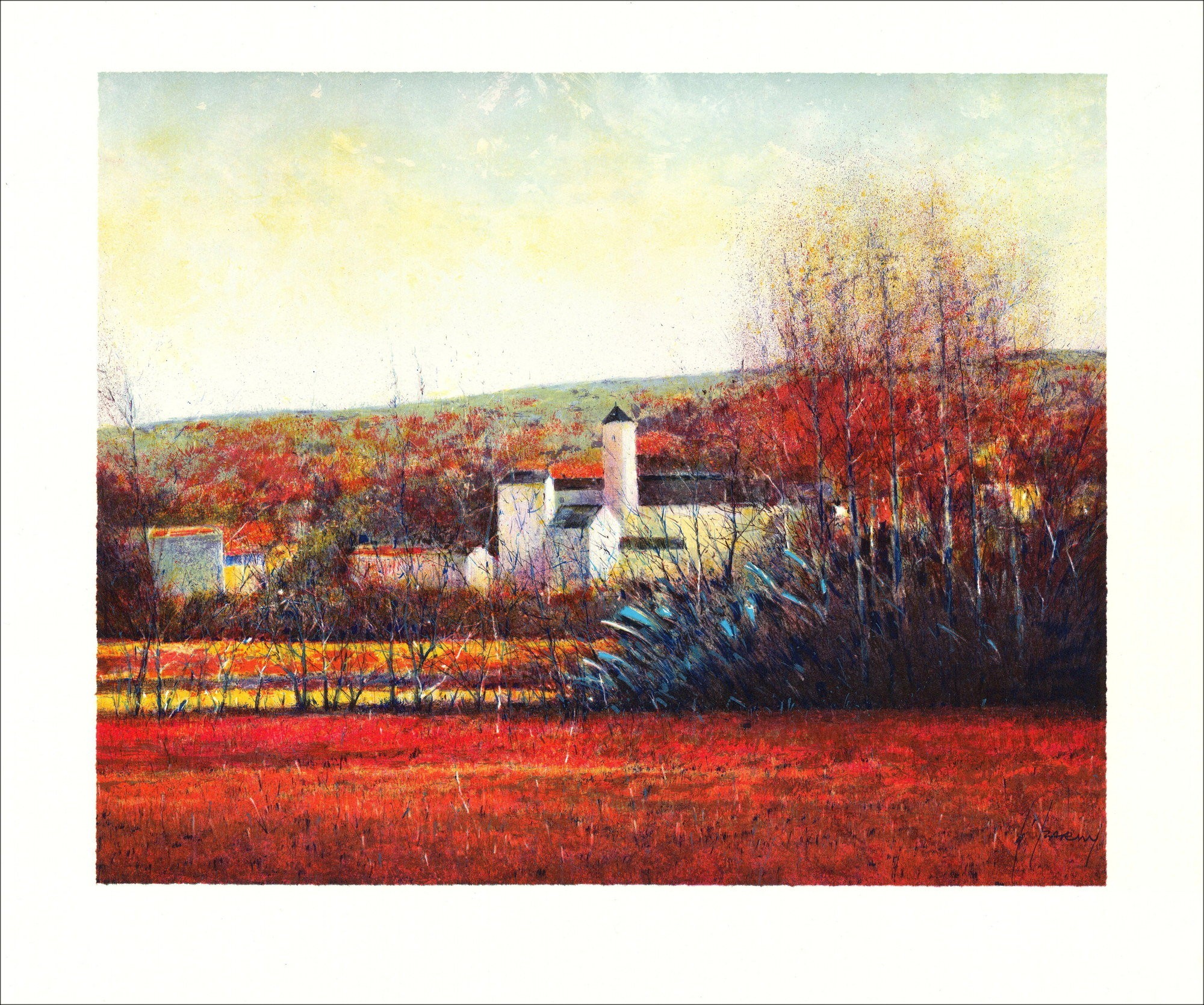 François d'izarny - Original-Lithographie "Herbstlandschaft" 45x56cm - 1994
