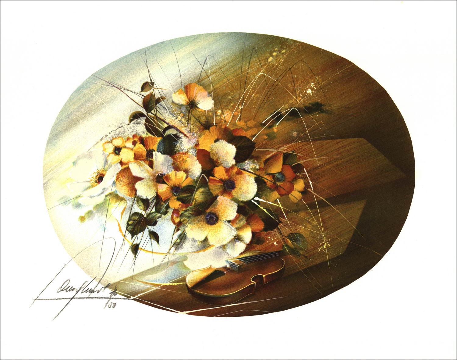 Acquisto Litografia Originale di Raymond POULET Bouquet d'Autunno